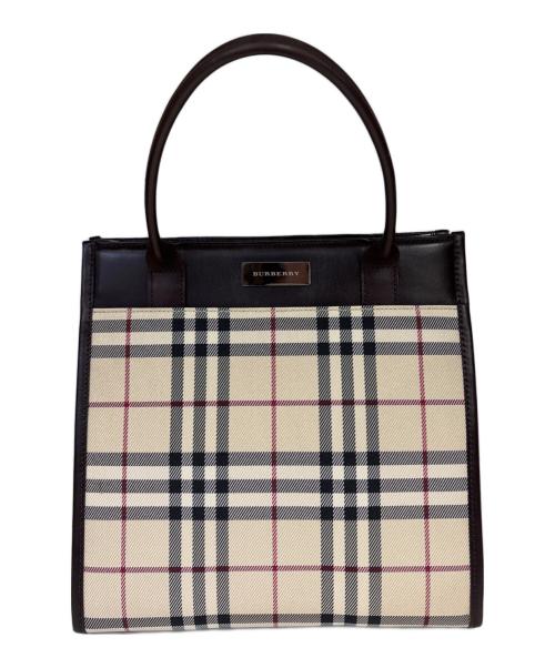 BURBERRY（バーバリー）BURBERRY (バーバリー) トートバッグ　ノバチェック ブラウン×ベージュの古着・服飾アイテム