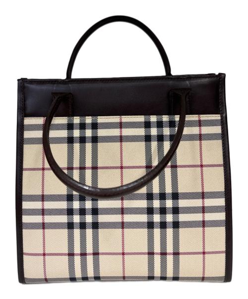 BURBERRY（バーバリー）BURBERRY (バーバリー) トートバッグ　ノバチェック ブラウン×ベージュの古着・服飾アイテム