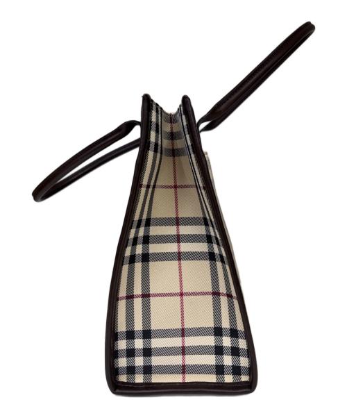 BURBERRY（バーバリー）BURBERRY (バーバリー) トートバッグ　ノバチェック ブラウン×ベージュの古着・服飾アイテム