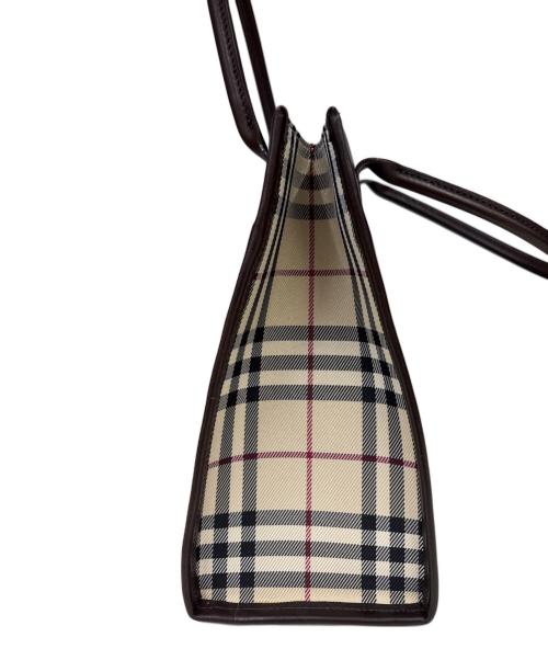 BURBERRY（バーバリー）BURBERRY (バーバリー) トートバッグ　ノバチェック ブラウン×ベージュの古着・服飾アイテム