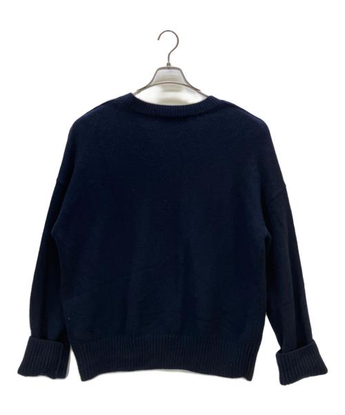 ami（アミ）ami (アミ) 厚手ニット エンボスロゴ Vネックニット ネイビー サイズ:XLの古着・服飾アイテム