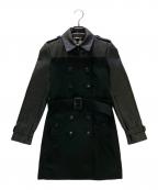 BURBERRY LONDONバーバリーロンドン）の古着「レザー切替トレンチコート」｜ブラック
