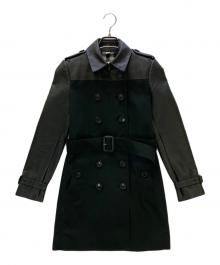 BURBERRY LONDON（バーバリーロンドン）の古着「レザー切替トレンチコート」｜ブラック
