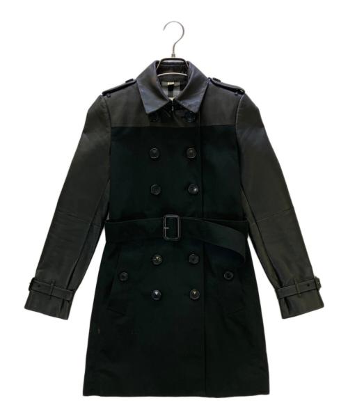 BURBERRY LONDON（バーバリーロンドン）BURBERRY LONDON (バーバリーロンドン) レザー切替トレンチコート ブラック サイズ:UK2の古着・服飾アイテム