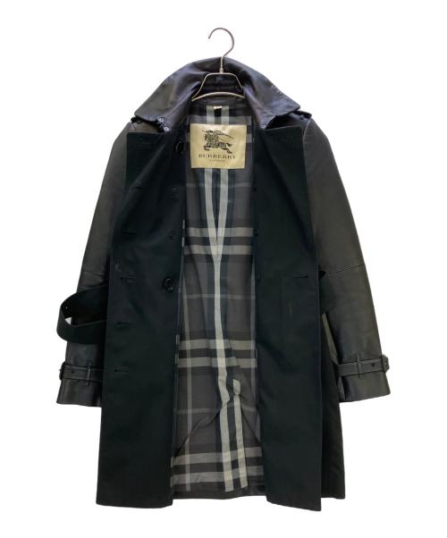 BURBERRY LONDON（バーバリーロンドン）BURBERRY LONDON (バーバリーロンドン) レザー切替トレンチコート ブラック サイズ:UK2の古着・服飾アイテム