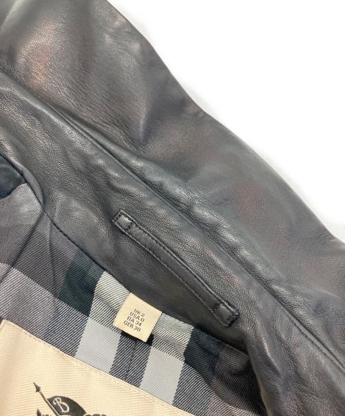 BURBERRY LONDON（バーバリーロンドン）BURBERRY LONDON (バーバリーロンドン) レザー切替トレンチコート ブラック サイズ:UK2の古着・服飾アイテム