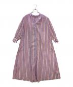 ne quittez pasヌキテパ）の古着「半袖ワンピース C.VOILE STRIPE GOWN」｜パープル