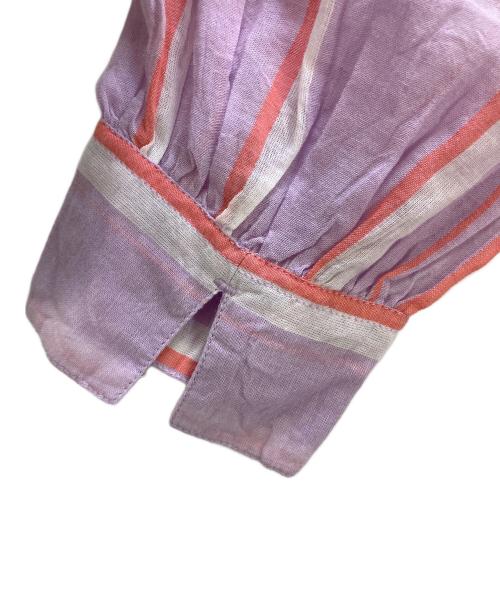 ne quittez pas（ヌキテパ）ne quittez pas (ヌキテパ) 半袖ワンピース 	C.VOILE STRIPE GOWN パープル サイズ:Sの古着・服飾アイテム