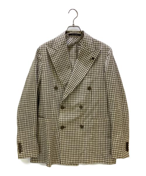 TAGLIATORE（タリアトーレ）TAGLIATORE (タリアトーレ) ダブルブレストジャケット MONTECARLO/モンテカルロ ブラウン×ベージュ サイズ:48の古着・服飾アイテム