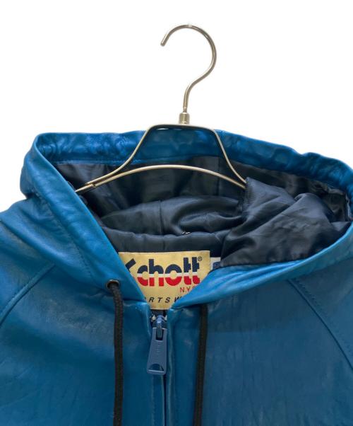 Schott（ショット）Schott (ショット) レザートラックジャケット ブルー サイズ:Mの古着・服飾アイテム