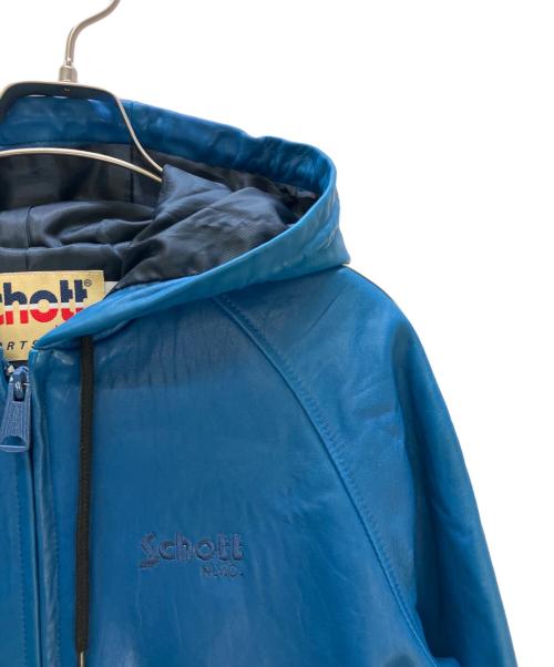 Schott（ショット）Schott (ショット) レザートラックジャケット ブルー サイズ:Mの古着・服飾アイテム