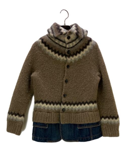 tricot COMME des GARCONS（トリココムデギャルソン）tricot COMME des GARCONS (トリココムデギャルソン) ニットジャケット ブラウン×ブルー サイズ:Mの古着・服飾アイテム