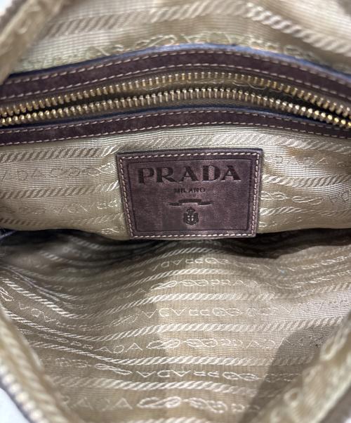 PRADA（プラダ）PRADA (プラダ) ロゴジャガード ショルダーバッグ ベージュ・ブラウンの古着・服飾アイテム