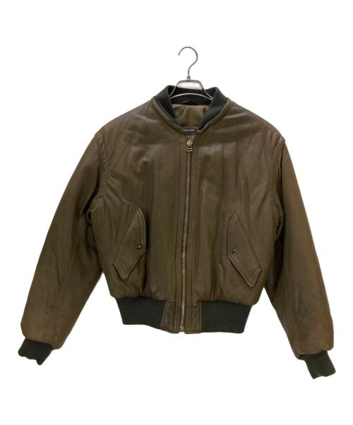 GIORGIO ARMANI（ジョルジオアルマーニ）GIORGIO ARMANI (ジョルジオアルマーニ) レザーボンバージャケット ブラウン サイズ:48の古着・服飾アイテム