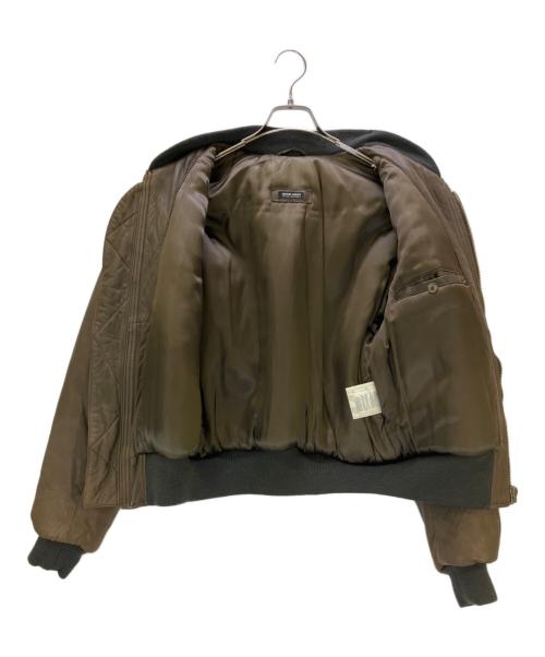 GIORGIO ARMANI（ジョルジオアルマーニ）GIORGIO ARMANI (ジョルジオアルマーニ) レザーボンバージャケット ブラウン サイズ:48の古着・服飾アイテム