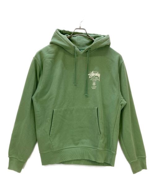 stussy（ステューシー）stussy (ステューシー) プルオーバーパーカー グリーン サイズ:Lの古着・服飾アイテム
