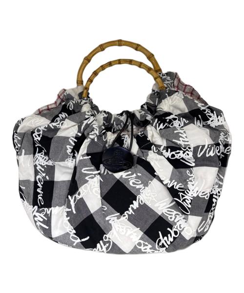 Vivienne Westwood（ヴィヴィアンウエストウッド）Vivienne Westwood (ヴィヴィアンウエストウッド) バンブートートバッグ ブラック×ホワイトの古着・服飾アイテム