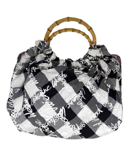 Vivienne Westwood（ヴィヴィアンウエストウッド）Vivienne Westwood (ヴィヴィアンウエストウッド) バンブートートバッグ ブラック×ホワイトの古着・服飾アイテム