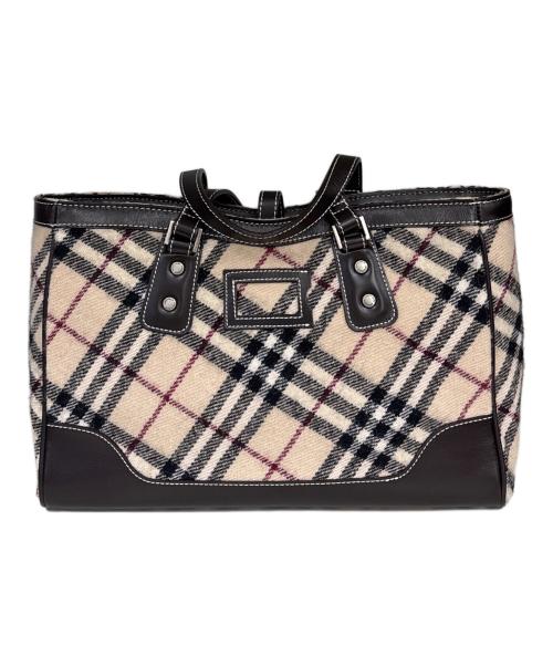 BURBERRY BLUE LABEL（バーバリー ブルー レーベル）BURBERRY BLUE LABEL (バーバリー ブルー レーベル) ウールトートバッグ　ノバチェック ベージュの古着・服飾アイテム