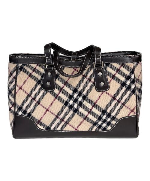 BURBERRY BLUE LABEL（バーバリー ブルー レーベル）BURBERRY BLUE LABEL (バーバリー ブルー レーベル) ウールトートバッグ　ノバチェック ベージュの古着・服飾アイテム