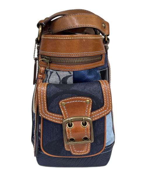 COACH（コーチ）COACH (コーチ) トートバッグ　シグネチャー デニム ブラウン×ネイビーの古着・服飾アイテム