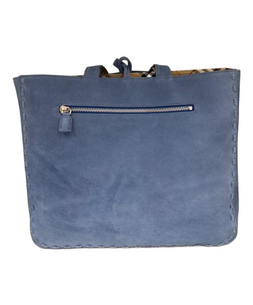 BURBERRY BLUE LABEL（バーバリー ブルー レーベル）BURBERRY BLUE LABEL (バーバリー ブルー レーベル) スウェードトートバッグ　ノバチェック ブルーの古着・服飾アイテム