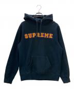 SUPREMEシュプリーム）の古着「プルオーバーパーカー 18ss Cord Collegiate Logo Hooded Sweatshirt」｜ネイビー