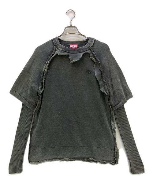 DIESEL（ディーゼル）DIESEL (ディーゼル) レイヤードスウェット K-PETRO グレー サイズ:Sの古着・服飾アイテム