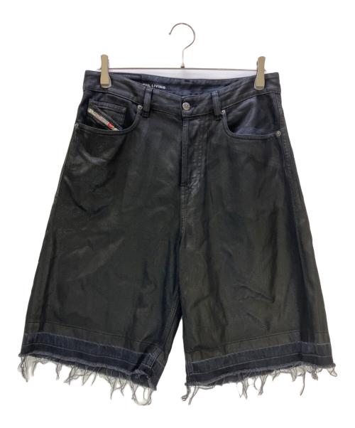 DIESEL（ディーゼル）DIESEL (ディーゼル) デニムハーフパンツ DE-SIRE Shorts In Coated Tailoring Denim ブラック サイズ:W27の古着・服飾アイテム