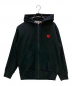 PLAY COMME des GARCONSプレイコムデギャルソン）の古着「ジップパーカー Zip-Up Hoodie With Red Emblem Black」｜ブラック