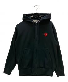 PLAY COMME des GARCONS（プレイコムデギャルソン）の古着「ジップパーカー 	Zip-Up Hoodie With Red Emblem Black」｜ブラック