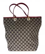 GUCCIグッチ）の古着「トートバッグ　GG」｜ベージュ×レッド