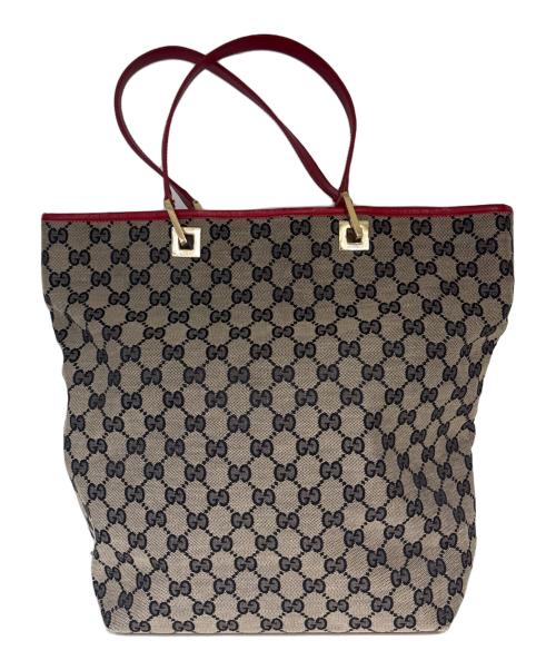 GUCCI（グッチ）GUCCI (グッチ) トートバッグ　GG ベージュ×レッドの古着・服飾アイテム