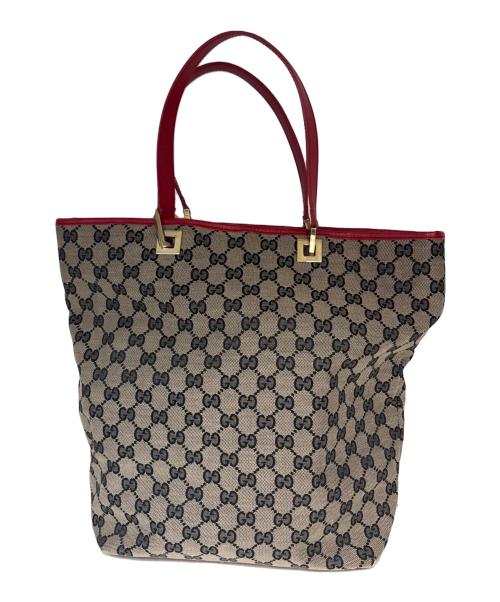 GUCCI（グッチ）GUCCI (グッチ) トートバッグ　GG ベージュ×レッドの古着・服飾アイテム
