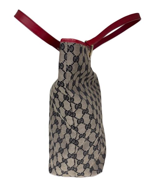 GUCCI（グッチ）GUCCI (グッチ) トートバッグ　GG ベージュ×レッドの古着・服飾アイテム