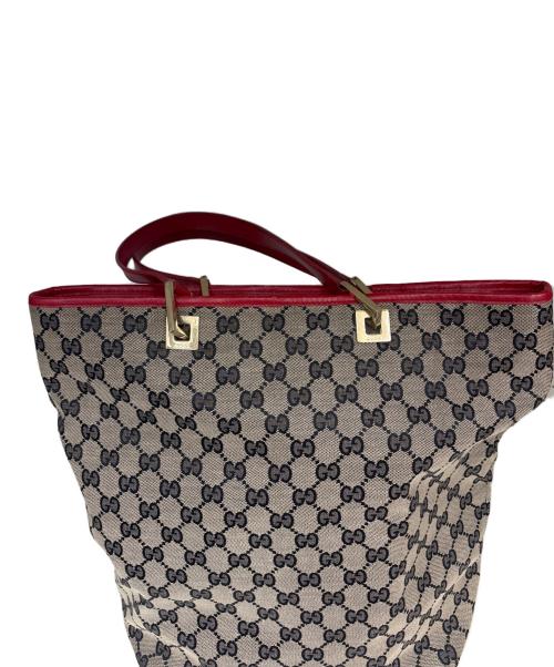 GUCCI（グッチ）GUCCI (グッチ) トートバッグ　GG ベージュ×レッドの古着・服飾アイテム