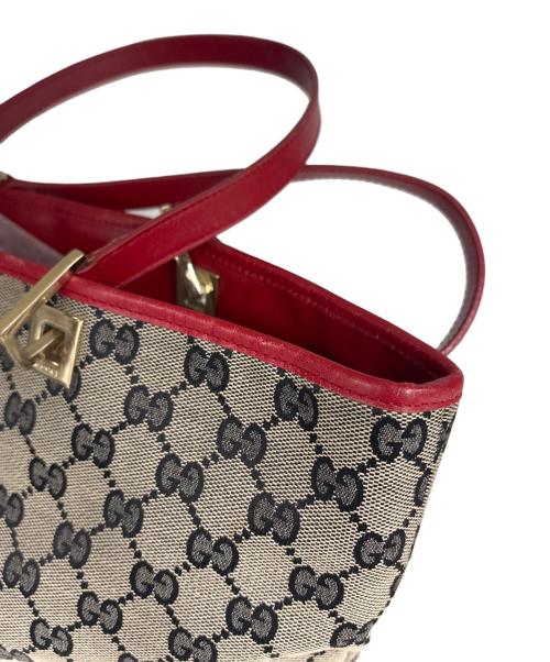 GUCCI（グッチ）GUCCI (グッチ) トートバッグ　GG ベージュ×レッドの古着・服飾アイテム
