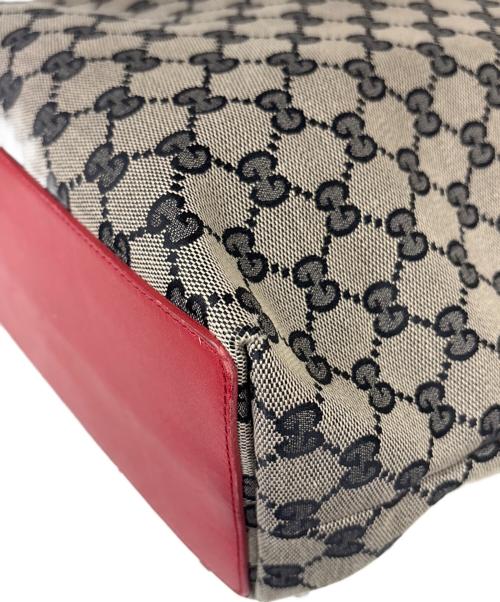 GUCCI（グッチ）GUCCI (グッチ) トートバッグ　GG ベージュ×レッドの古着・服飾アイテム