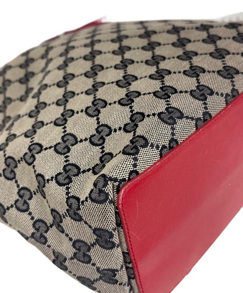 GUCCI（グッチ）GUCCI (グッチ) トートバッグ　GG ベージュ×レッドの古着・服飾アイテム