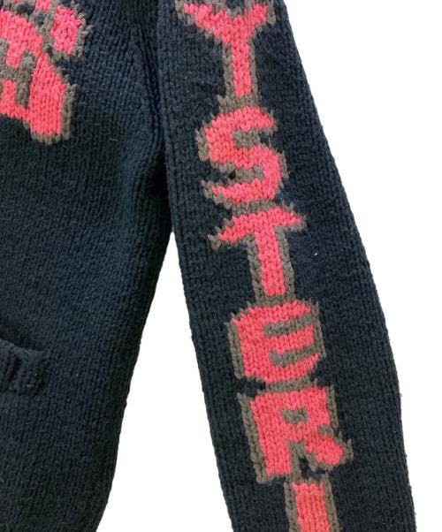 Hysteric Glamour（ヒステリックグラマー）Hysteric Glamour (ヒステリックグラマー) ニットジャケット ジップカウチン/キャットデザイン ブラック×ピンク サイズ:Freeの古着・服飾アイテム