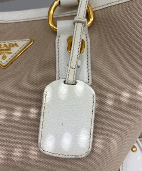 PRADA（プラダ）PRADA (プラダ) 2WAYバッグ ベージュ×ホワイトの古着・服飾アイテム