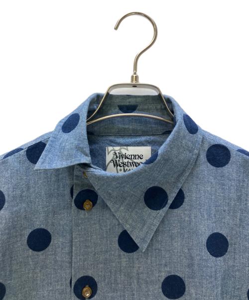 Vivienne Westwood（ヴィヴィアンウエストウッド）Vivienne Westwood (ヴィヴィアンウエストウッド) 変形アシンメトリー長袖シャツ ブルー サイズ:46の古着・服飾アイテム