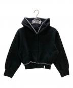 THE RED THREADザ・レッド・スレッド）の古着「スウェット S mid-sleeve hoodie cropped」｜ブラック