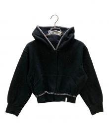 THE RED THREAD（ザ・レッド・スレッド）の古着「スウェット S mid-sleeve hoodie cropped」｜ブラック