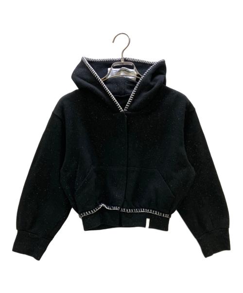 THE RED THREAD（ザ・レッド・スレッド）THE RED THREAD (ザ・レッド・スレッド) スウェット S mid-sleeve hoodie cropped ブラック サイズ:Freeの古着・服飾アイテム
