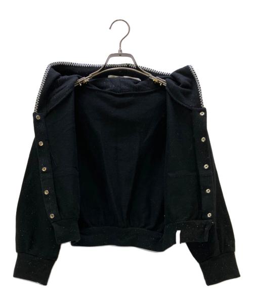 THE RED THREAD（ザ・レッド・スレッド）THE RED THREAD (ザ・レッド・スレッド) スウェット S mid-sleeve hoodie cropped ブラック サイズ:Freeの古着・服飾アイテム