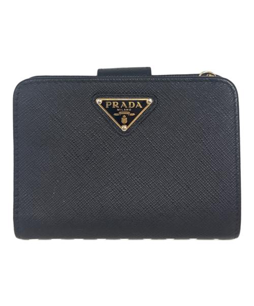 PRADA（プラダ）PRADA (プラダ) 2つ折り財布　トライアングル ブラックの古着・服飾アイテム