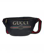 GUCCIグッチ）の古着「ボディバッグ　プリントロゴ　シェリーライン」｜ブラック