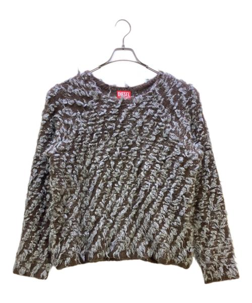 DIESEL（ディーゼル）DIESEL (ディーゼル) 厚手ニット モヘア・アルパカ混 ブラウン サイズ:Lの古着・服飾アイテム