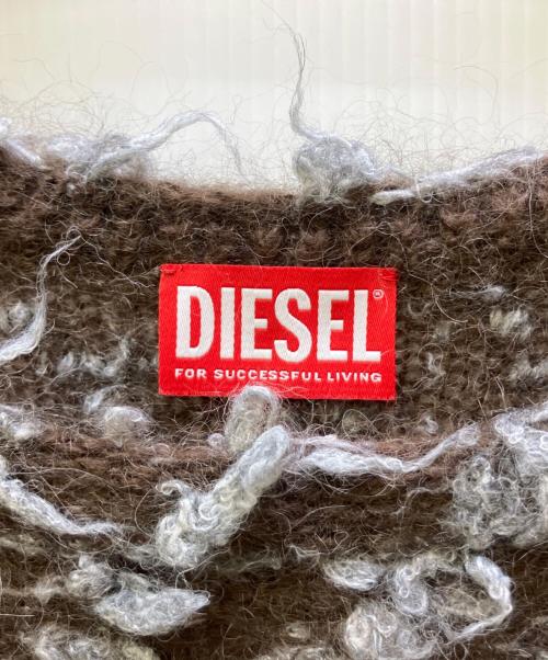 DIESEL（ディーゼル）DIESEL (ディーゼル) 厚手ニット モヘア・アルパカ混 ブラウン サイズ:Lの古着・服飾アイテム